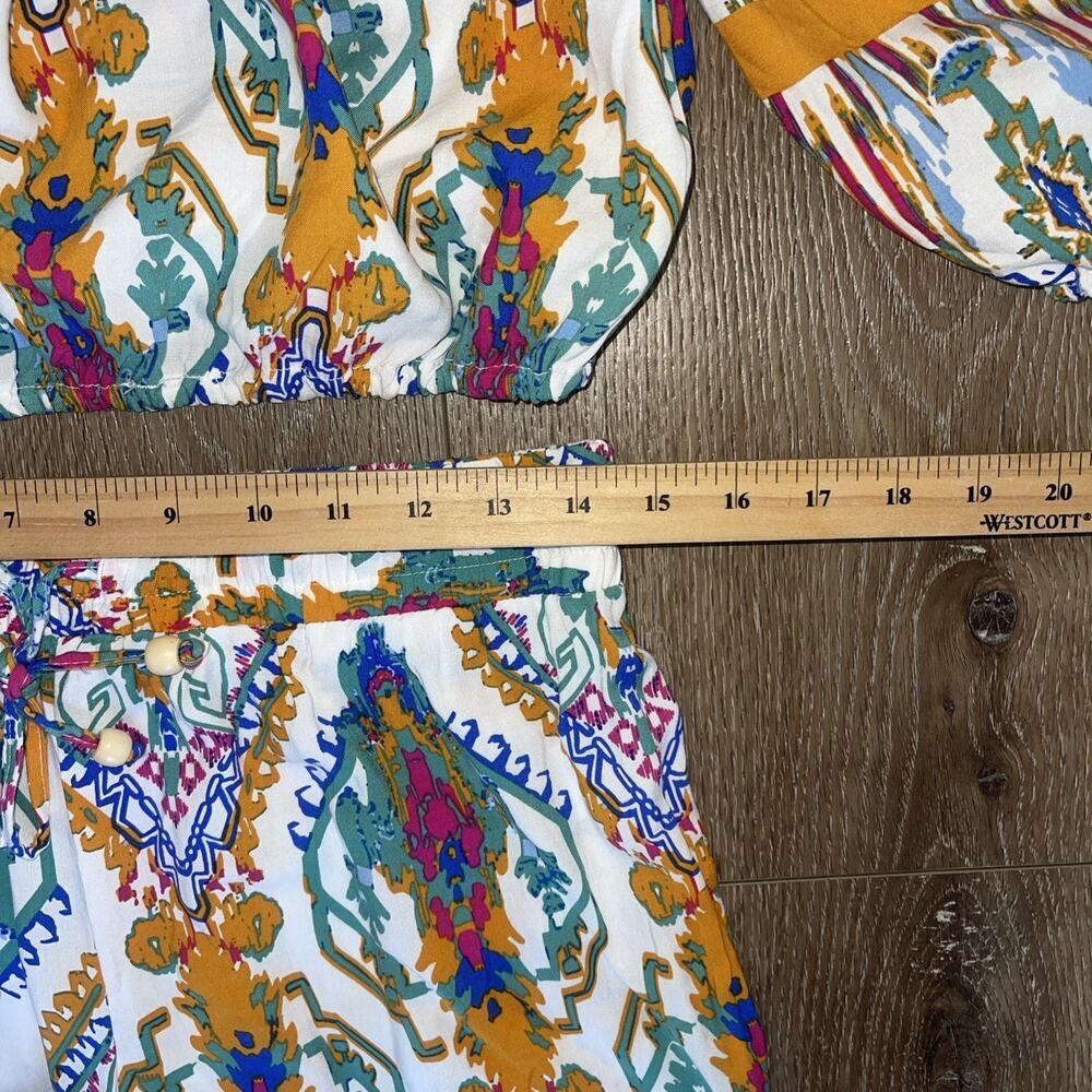 Christian Siriano 2 Piece Resort Set Pull On Pants Crop Blouse Aztec Travel NEW - Picture 7 of 13